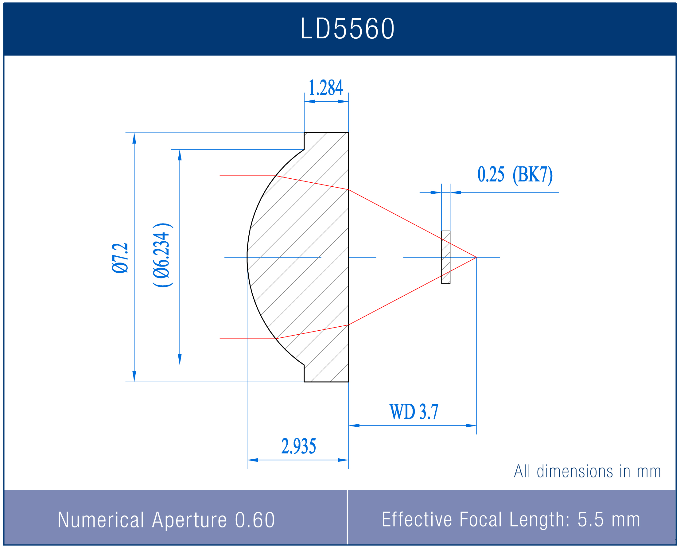 LD5560VB Precision Molded Aspheric Lens