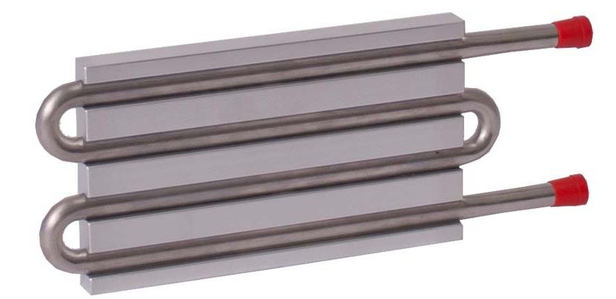 CP10G21 Aluminum Cold Plate with 4-Pass Stainless Steel tube, beaded fittings