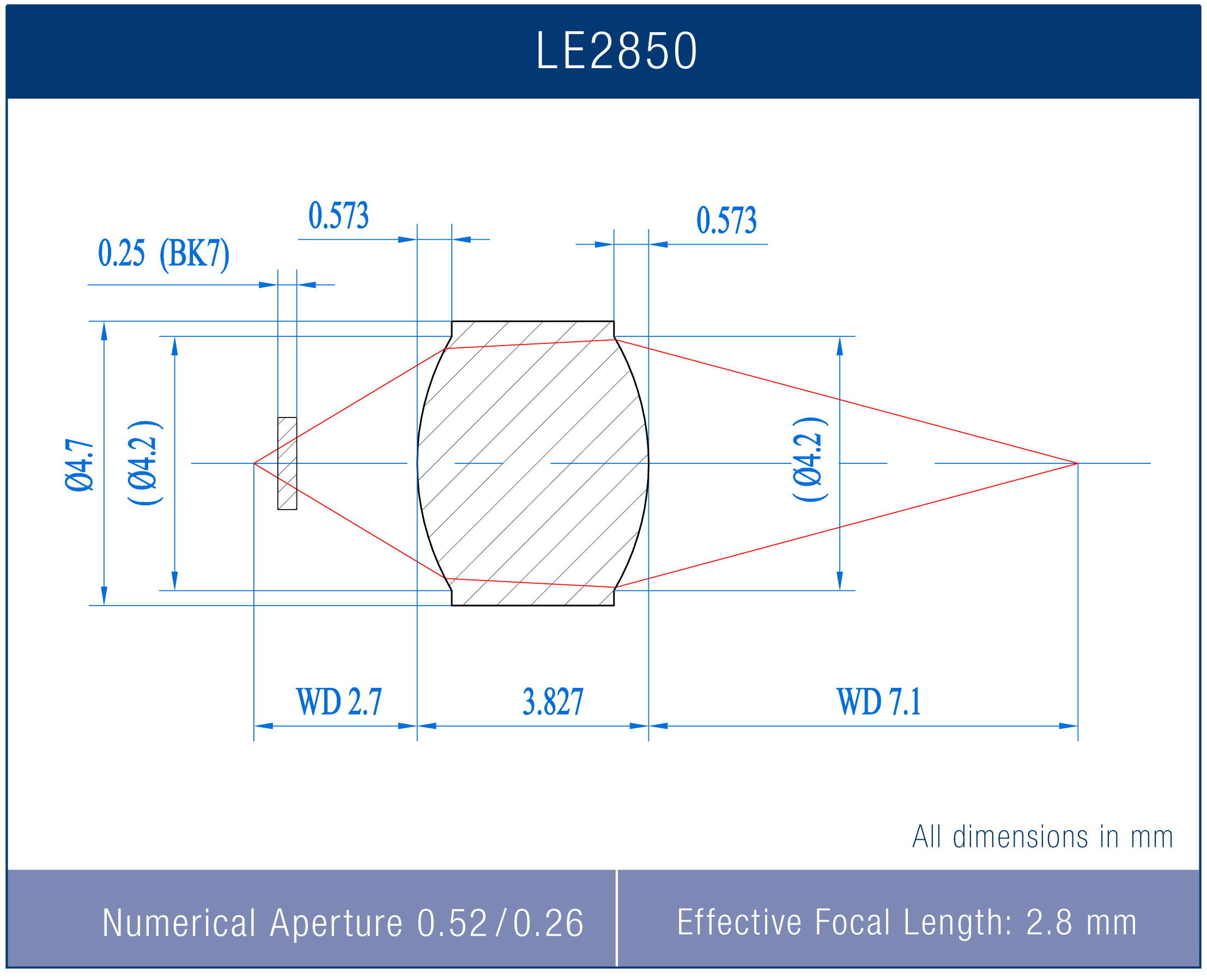 LE2850VB Precision Molded Aspheric Lens