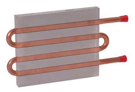 CP12G02 Aluminum Cold Plate with 4-Pass Copper tube, beaded fittings