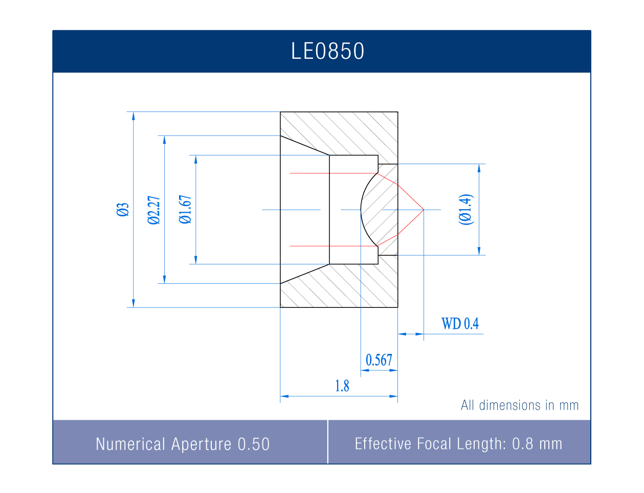 LE0850VA Precision Molded Aspheric Lens