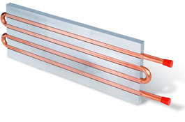 CP12G06 Aluminum Cold Plate with 4-Pass Copper tube, beaded fittings