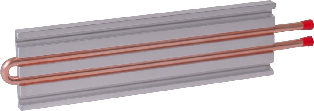 CP10G05 Aluminum Cold Plate with 2-Pass Copper tube, straight fittings