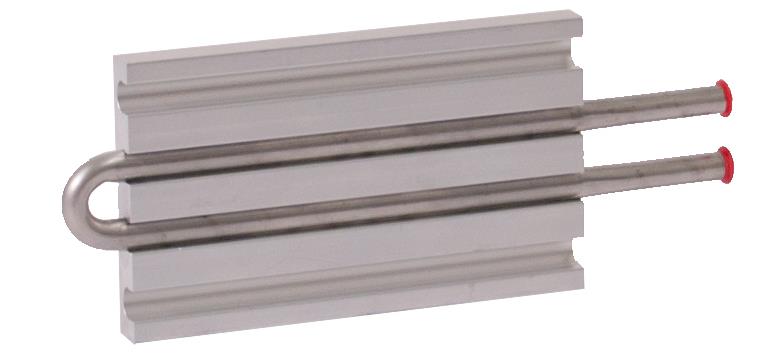 CP10G04 Aluminum Cold Plate with 2-Pass Stainless Steel tube, beaded fittings