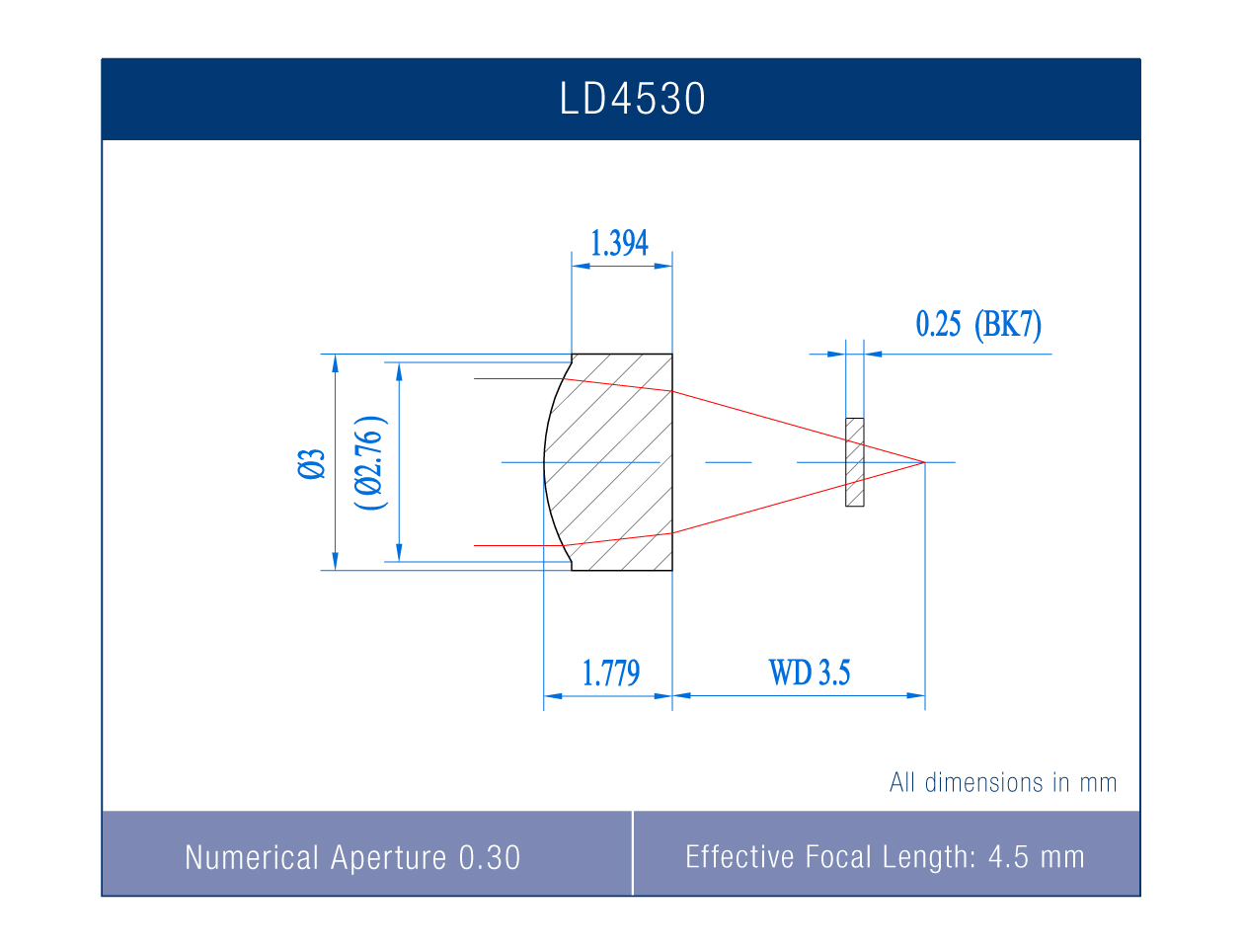 LD4530VA Precision Molded Aspheric Lens