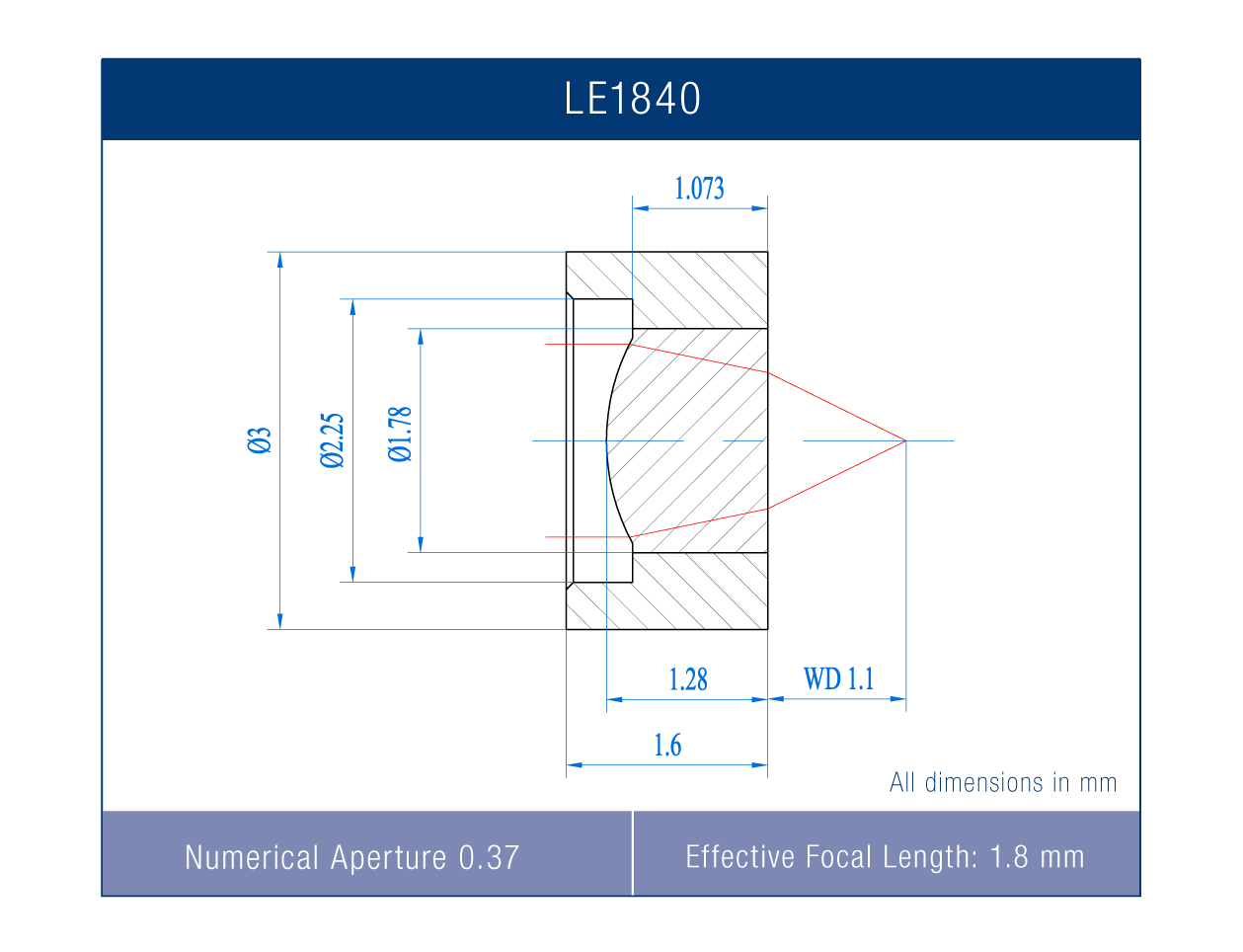 LE1840VQ Precision Molded Aspheric Lens