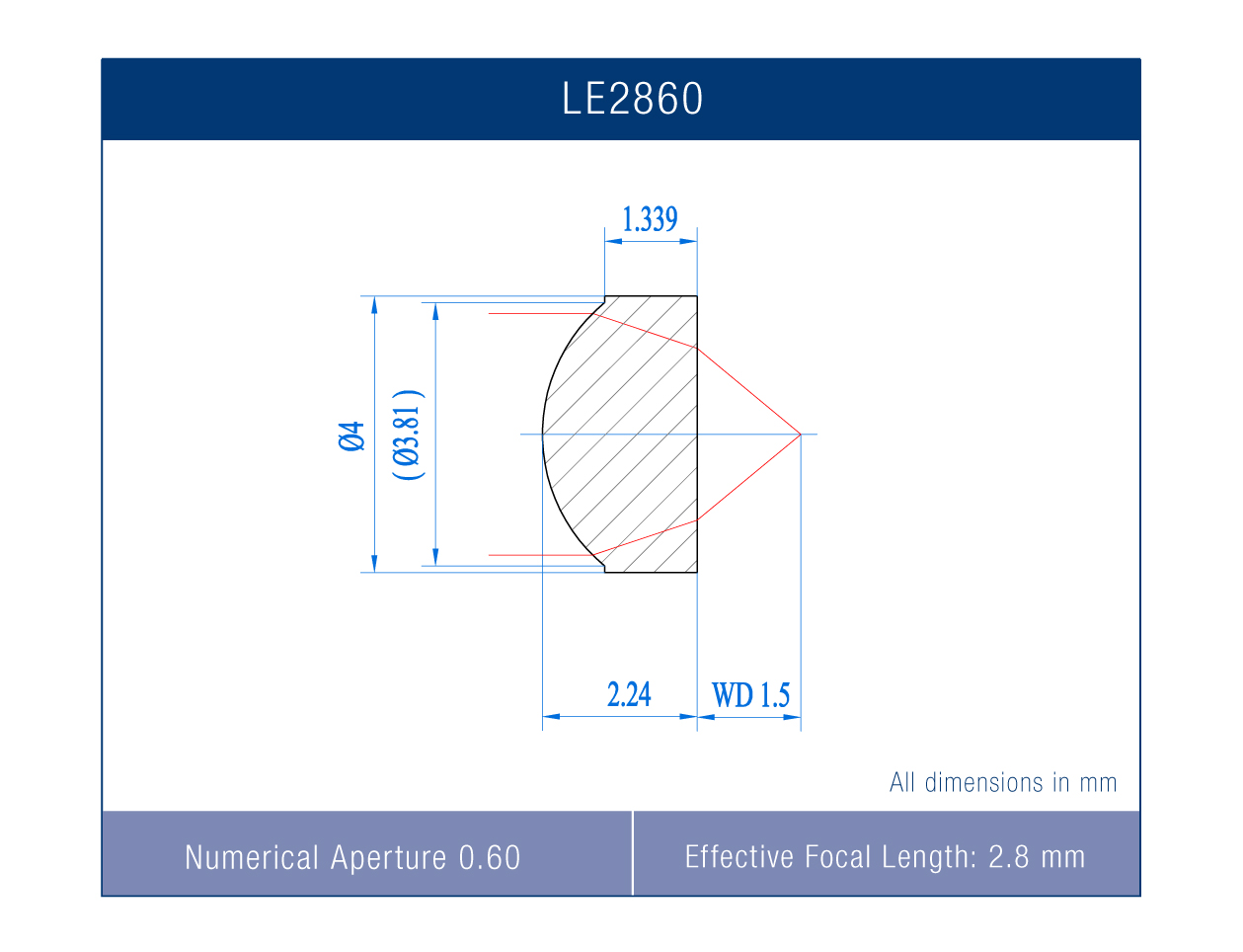 LE2860VB Precision Molded Aspheric Lens