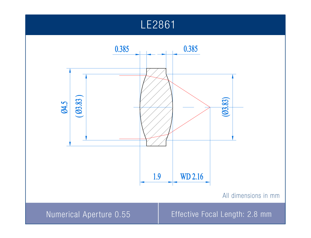 LE2861VQ Precision Molded Aspheric Lens