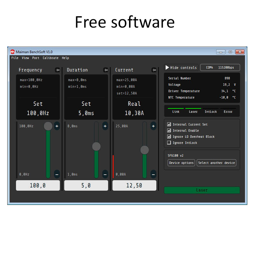 Tec Software Utility SF8150-ZIF10 Laser Diode Driver and TEC Temperature Controller Maiman ...