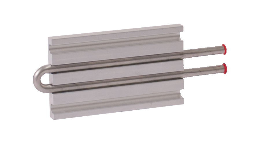 CP10G03 Aluminum Cold Plate with 2-Pass Stainless Steel tube, straight fittings