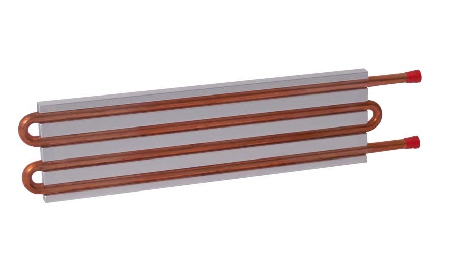 CP10G18 Aluminum Cold Plate with 4-Pass Copper tube, straight fittings