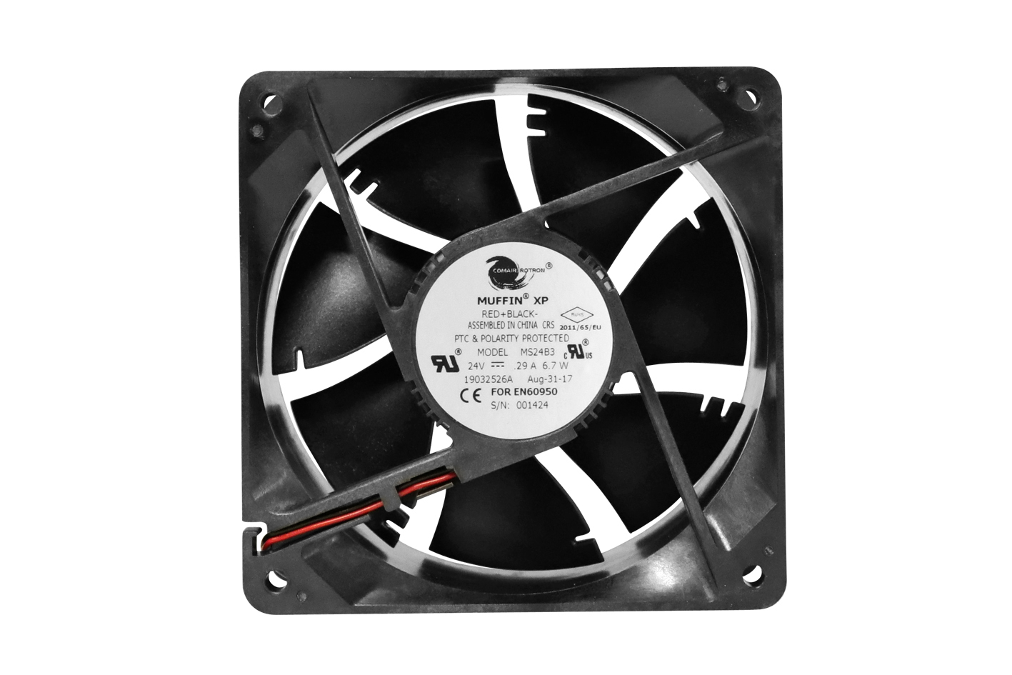 DC Fan, Axial 12 VDC 120x120x38.1mm MS12B3