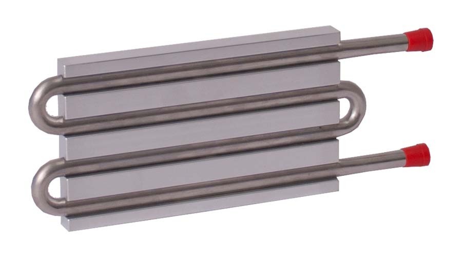 CP10G16 Aluminum Cold Plate with 4-Pass Stainless Steel tube, straight fittings