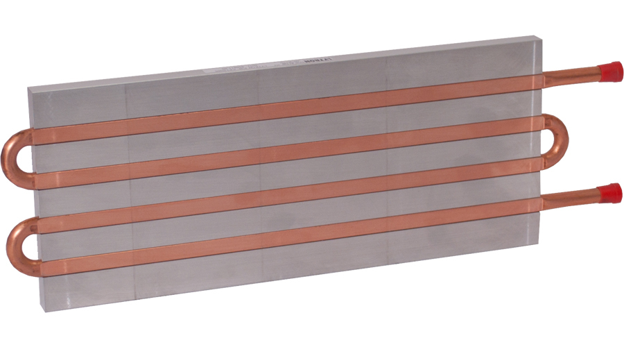 CP12G05 Aluminum Cold Plate with 4-Pass Copper tube, straight fittings